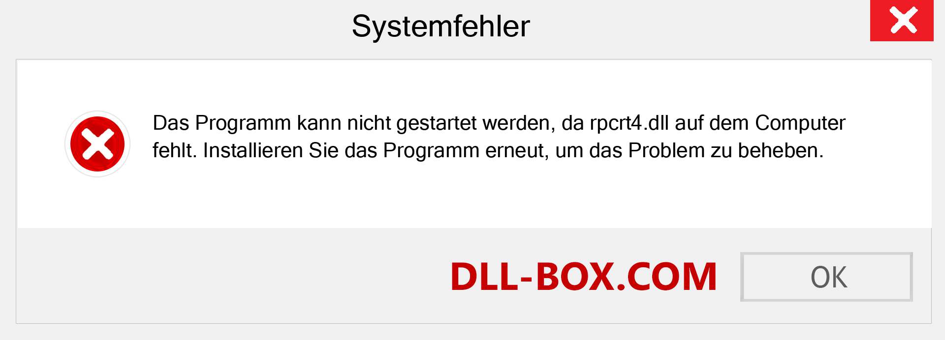 rpcrt4.dll-Datei fehlt?. Download für Windows 7, 8, 10 - Fix rpcrt4 dll Missing Error unter Windows, Fotos, Bildern